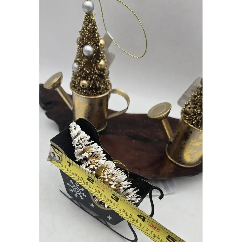 Watering Can Bottle Brush Tree Christmas Ornament Gold- Wondershop & Sleigh (3)